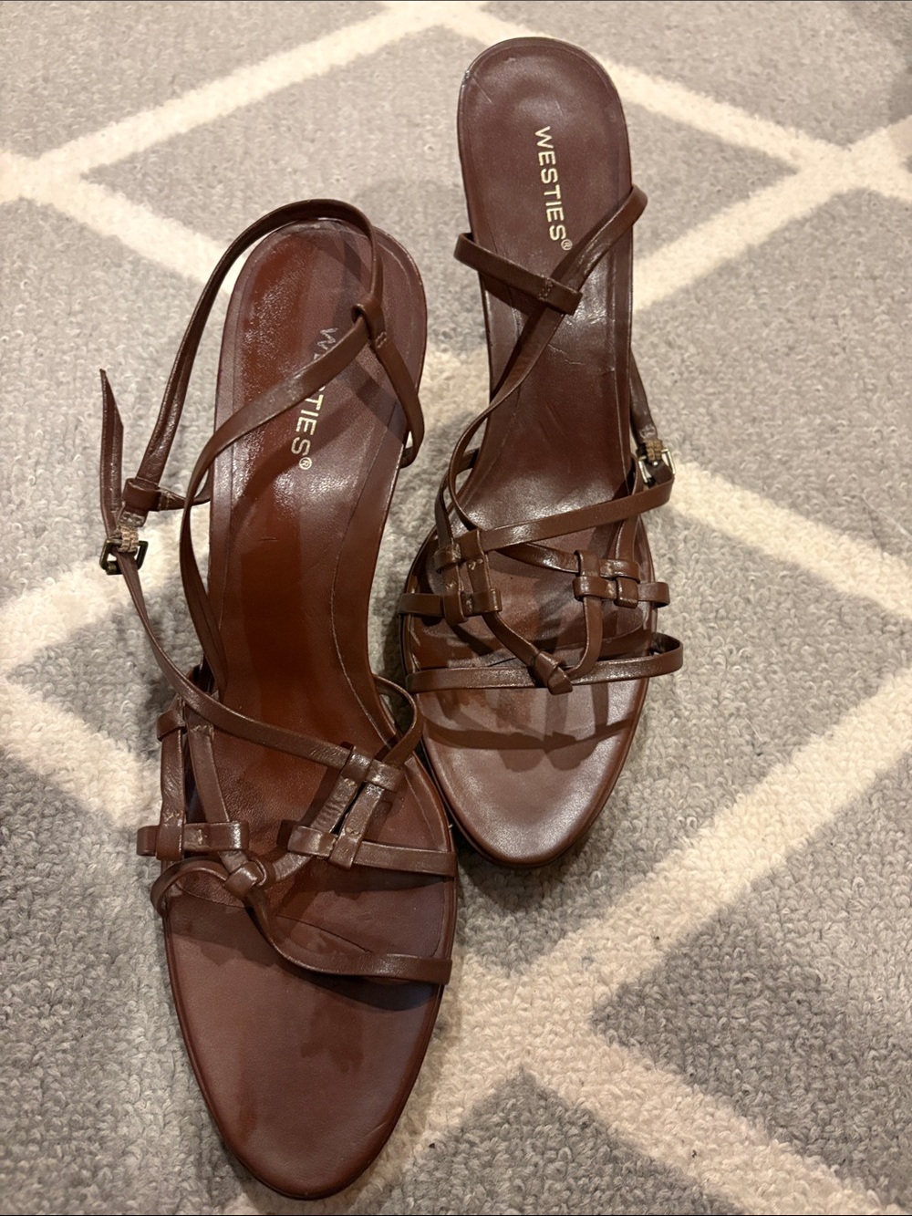 Westies Brown Strappy Leather Heeled Sandals